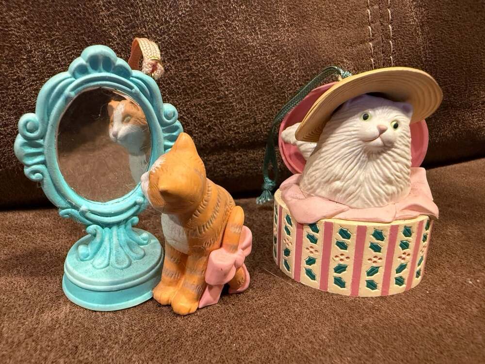 Vintage Avon Cat Christmas Ornament Lot